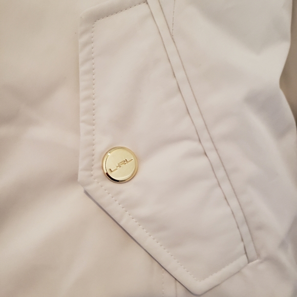 Lauren Ralph Lauren Active Puffer Coat Ivory with Faux Fur Collar Size Medium - Picture 5 of 16